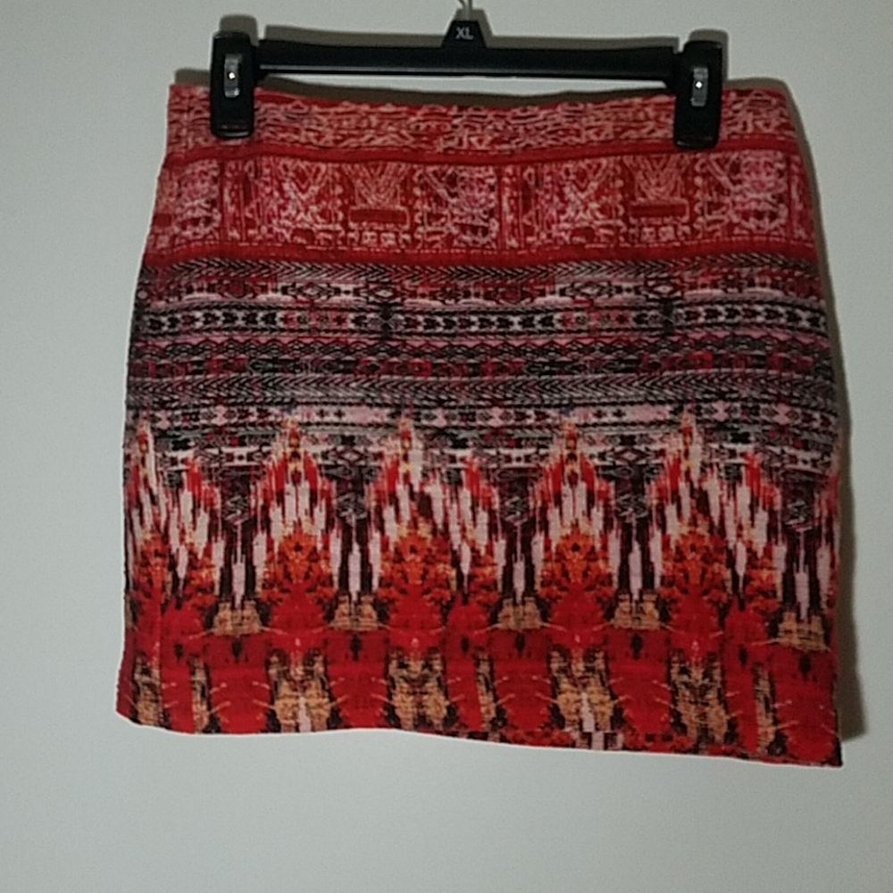 H&M  aztec cotton/linen blend lined skirt